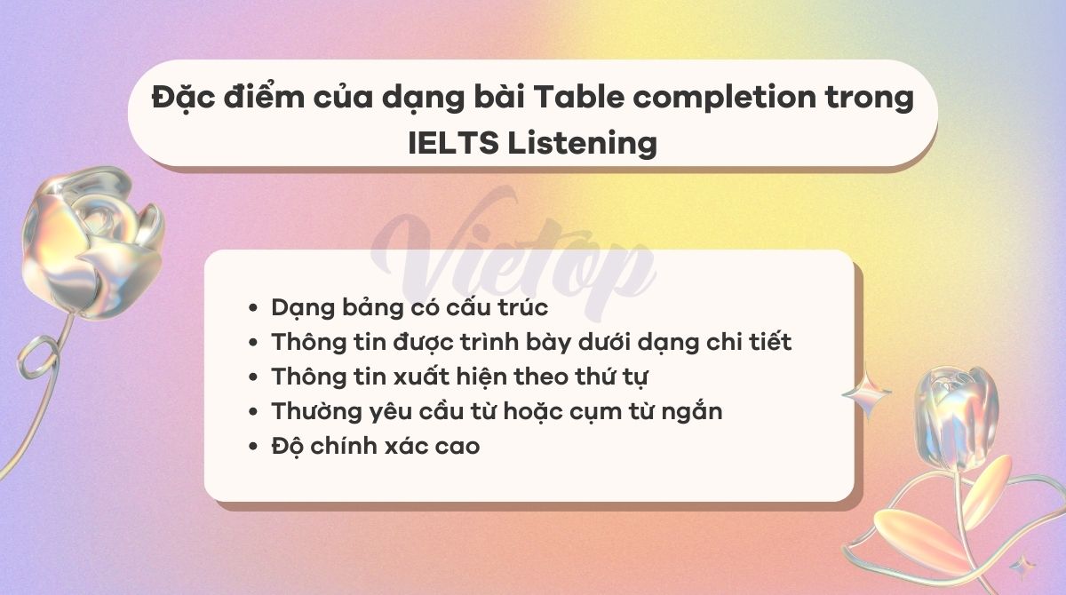 Đặc điểm dạng bài Table Completion trong Nhà Cái Game Cá Cược Uy Tín #1 J88.COM Châu Á