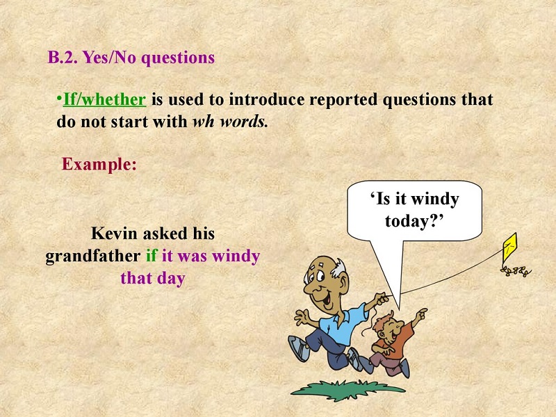 câu tường thuật dạng yes/no question