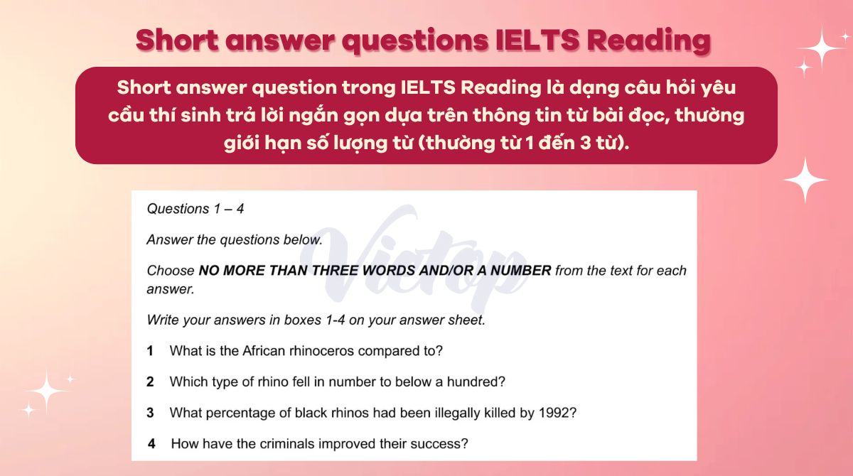 Short answer questions trong IELTS Reading là gì?