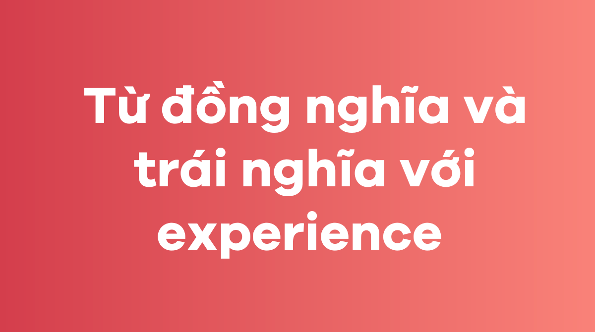 Cách sử dụng các từ đồng nghĩa và trái nghĩa với experience