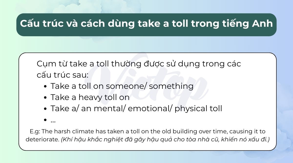 Cấu trúc và cách dùng take a toll trong J88DL Trang chính thức J88 hỗ Chí Minh