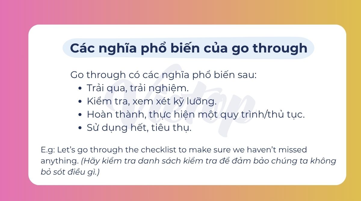 Các nghĩa phổ biến của go through trong J88DL Trang chính thức J88 hỗ Chí Minh