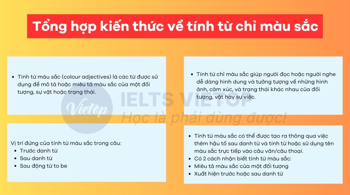 Bài tập về tính từ chỉ màu sắc