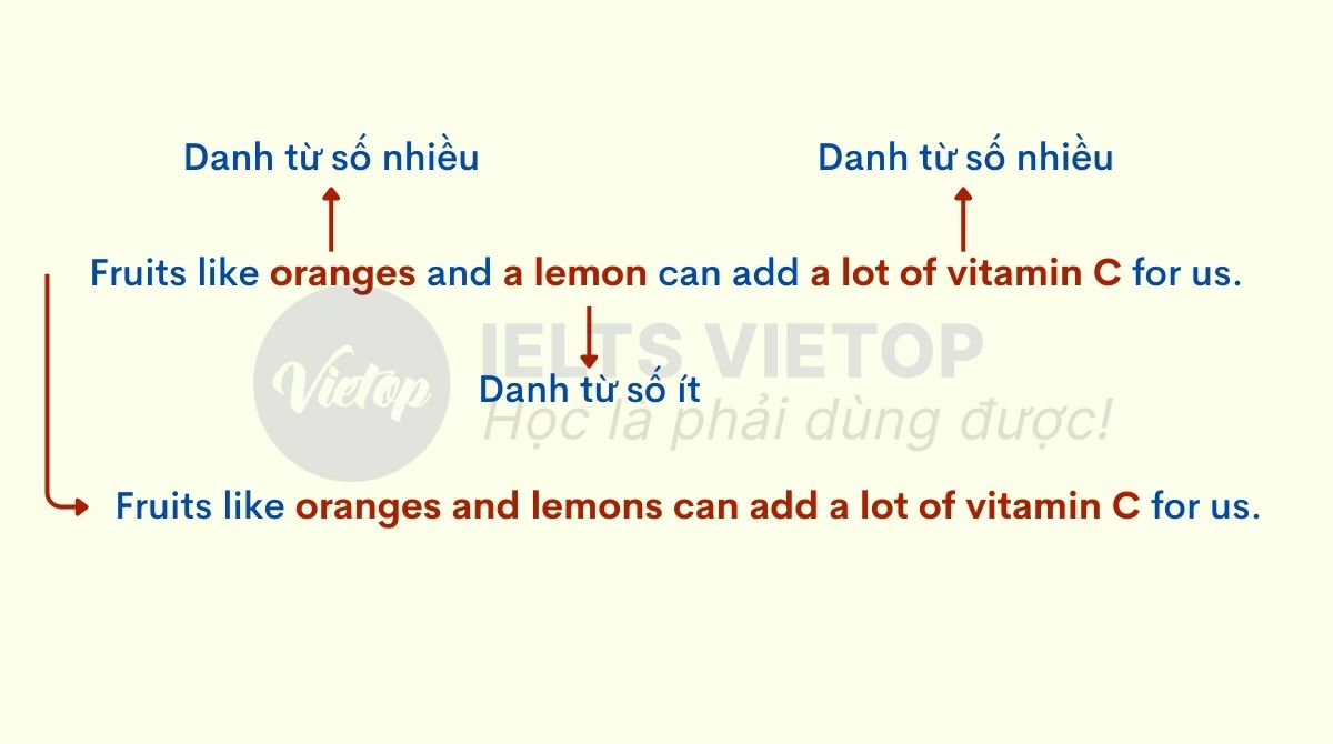Ví dụ về tình huống số lượng danh từ không cân xứng