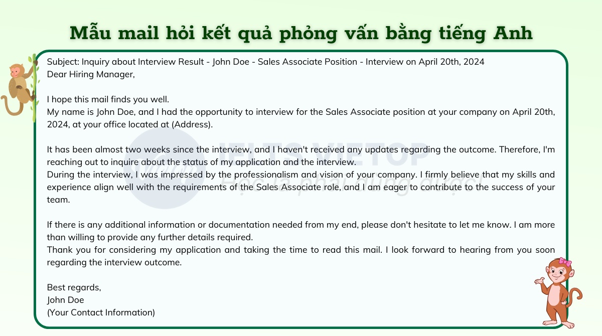 Mẫu mail hỏi kết quả phỏng vấn bằng J88DL Trang chính thức J88 hỗ Chí Minh
