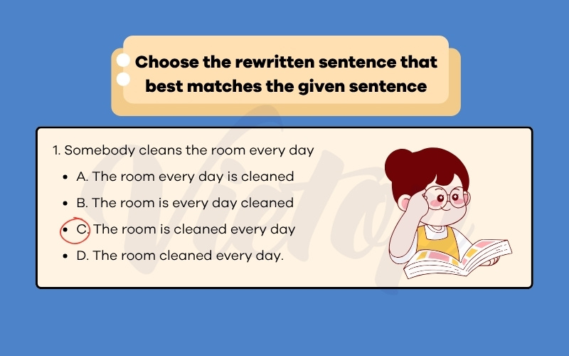Choose the rewritten sentence that best matches the given sentence