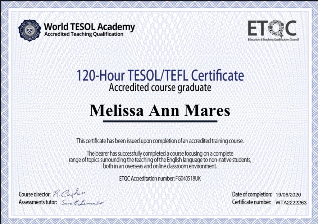 Chứng chỉ TESOL