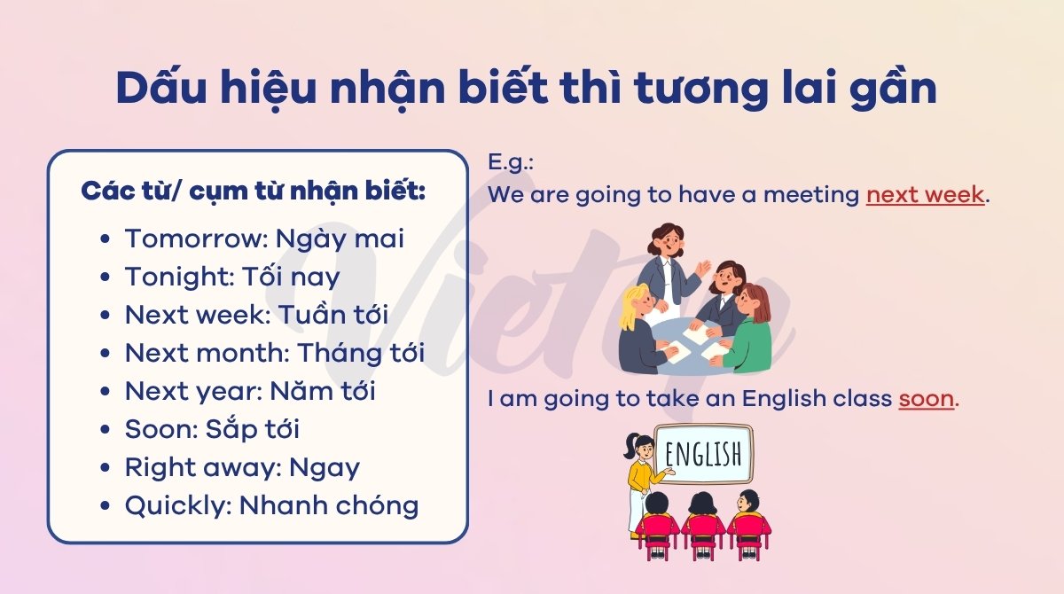 Dấu hiệu nhận biết thì tương lai gần