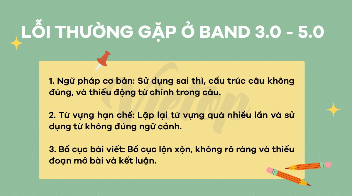 Các lỗi J88a1 đặc quyền hội viên Vip thường gặp trong IELTS Writing band 3.0 - 5.0