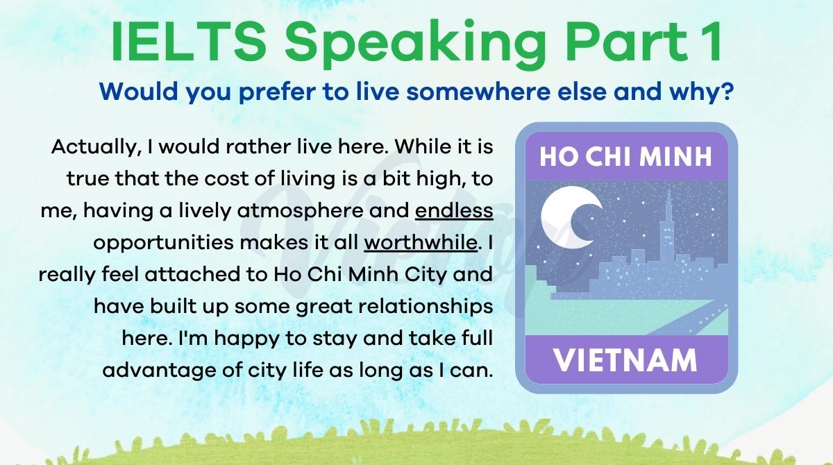 Bài mẫu IELTS Speaking part 1 chủ đề hometown