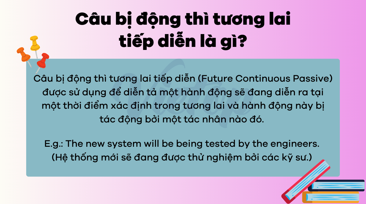 Câu bị động thì tương lai tiếp diễn