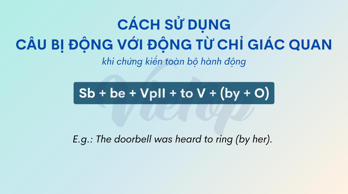Cách sử dụng câu bị động với động từ chỉ giác quan khi chứng kiến toàn bộ hành động