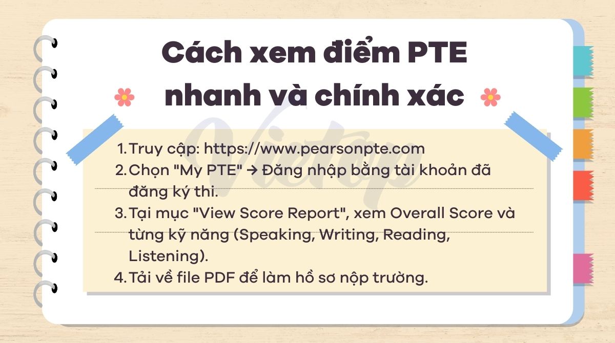 Cách xem điểm PTE nhanh và chính xác