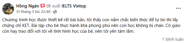 Review của Học Viên khoá học KET/PET Review của Học Viên khoá học KET/PET