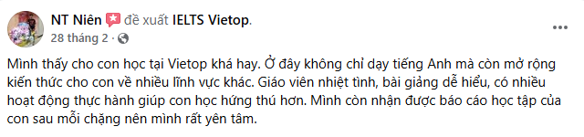 Review của Học Viên khoá học KET/PET Review của Học Viên khoá học KET/PET