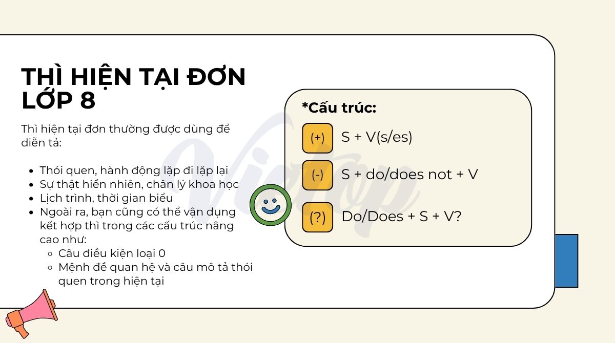 Ôn tập lý thuyết thì hiện tại đơn lớp 8